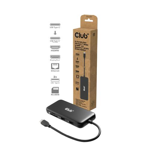 CLUB3D 8-1 Portable Dock USB Type-C® 10Gbps to HDMI™ and DisplayPort™ 8K30Hz PD Max.100Watt - Image 4