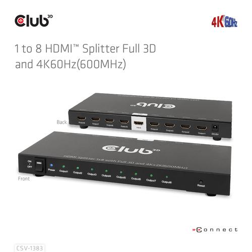 CLUB3D 8-poorts HDMI™ splitter 1 to 8 Full 3D and 4K60Hz(600MHz) - Image 5