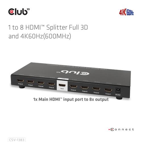 CLUB3D 8-poorts HDMI™ splitter 1 to 8 Full 3D and 4K60Hz(600MHz) - Image 6