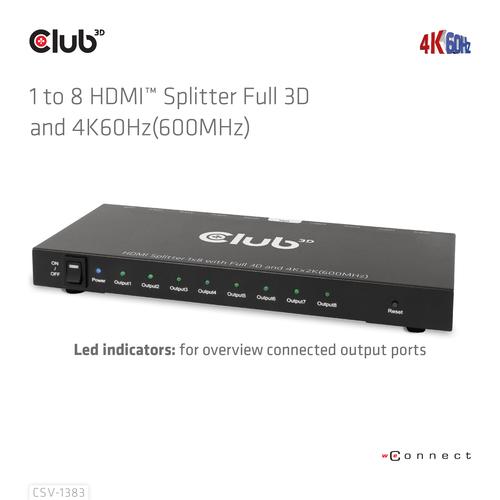 CLUB3D 8-poorts HDMI™ splitter 1 to 8 Full 3D and 4K60Hz(600MHz) - Image 7