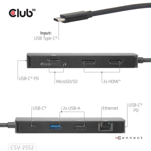 CLUB3D 9-1 Dual HDMI™ USB-C® Hub PD3.0 100W - Image 4
