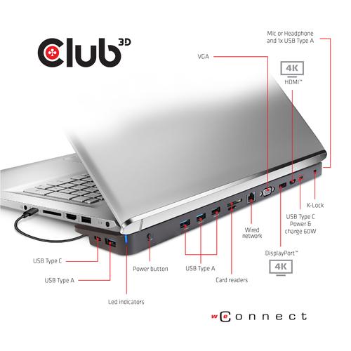 CLUB3D Club 3D USB Type-C Dockingstation – Verbind 3 Schermen & Laad Je Laptop Snel met 100W + Gratis charger inbegrepen - Image 4