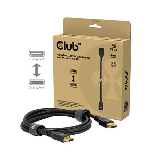CLUB3D DisplayPort™ 2.1 VESA DP80 Gecertificeerd Kabel 8K240Hz 2m/6.56ft - Image 1