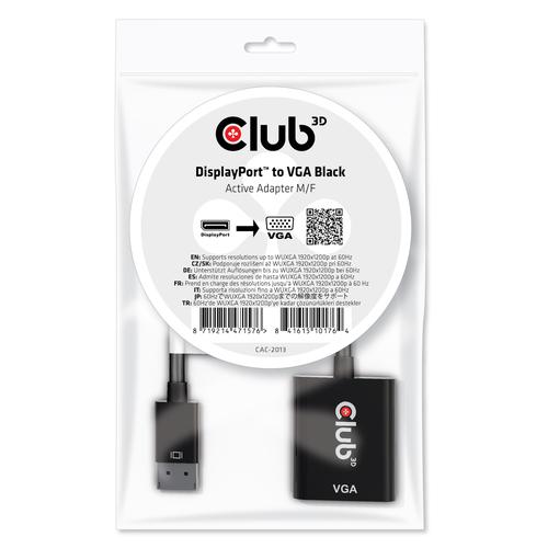 CLUB3D DisplayPort™ to VGA Black Active Adapter M/V - Image 1