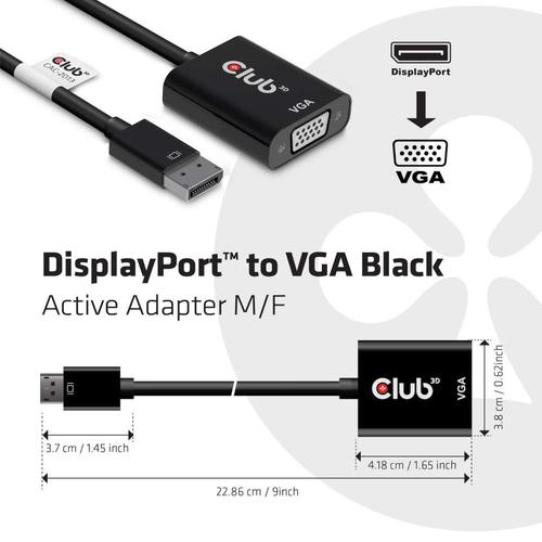 CLUB3D DisplayPort™ to VGA Black Active Adapter M/V - Image 2