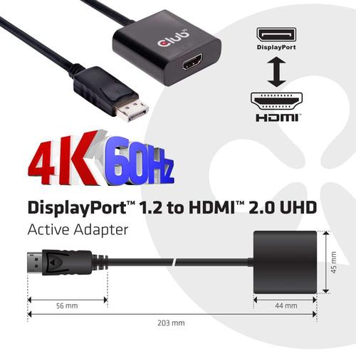 CLUB3D DisplayPort 1.2 to HDMI 2.0 UHD Active Adapter - Image 3