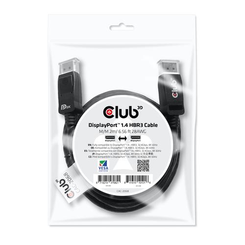 CLUB3D DisplayPort 1.4 HBR3 Cable 2meter M/M 8K60Hz - 1920x1080 pixels met 144hz - Image 3