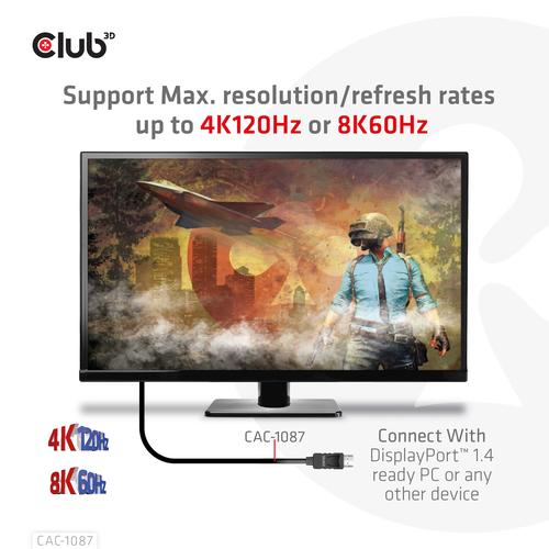 CLUB3D DisplayPort 1.4 to HDMI 4K120Hz or 8K60Hz HDR10 Cable M/M 3m/9.84ft - Image 7