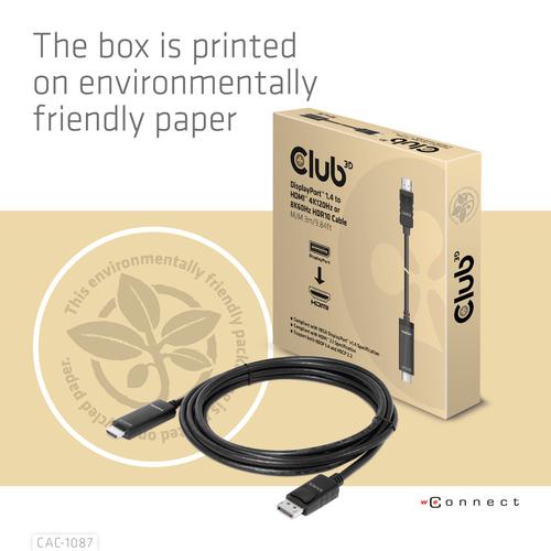 CLUB3D DisplayPort 1.4 to HDMI 4K120Hz or 8K60Hz HDR10 Cable M/M 3m/9.84ft - Image 8