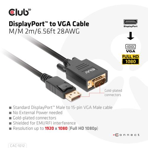 CLUB3D DisplayPort to VGA Cable M/M - Image 3