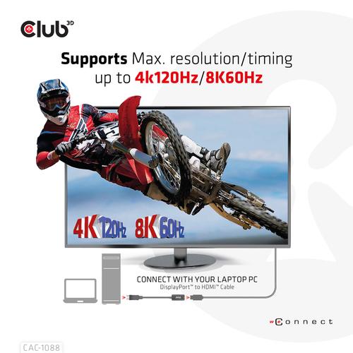 CLUB3D DisplayPort1.4 to HDMI 4K120Hz/8K60Hz HDR Active adapter M/F - Image 5