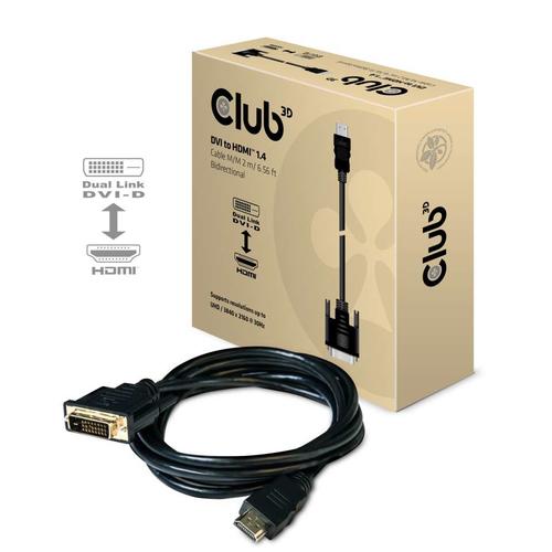 CLUB3D DVI to HDMI 1.4 Cable M/M 2 meter Bidirectional - Image 2