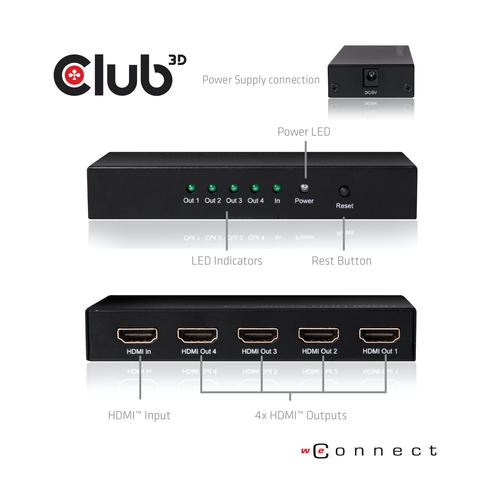 CLUB3D HDMI™ 4K@60Hz UHD Splitter AC Power 4 ports - Image 3