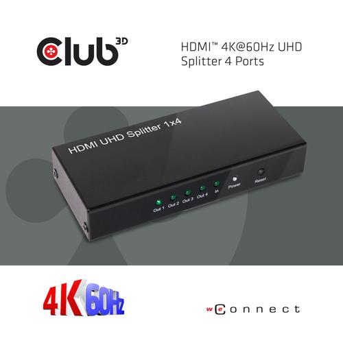 CLUB3D HDMI™ 4K@60Hz UHD Splitter AC Power 4 ports - Image 7