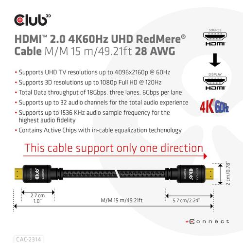 CLUB3D HDMI 2.0 4K60Hz UHD RedMere Kabel 15 meter - Image 7