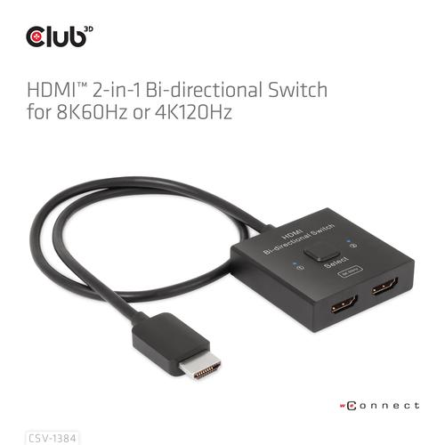 CLUB3D HDMI 2-in-1 Bi-directional Switch for 8K60Hz or 4K120Hz - Image 3