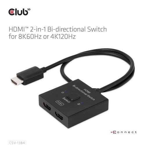 CLUB3D HDMI 2-in-1 Bi-directional Switch for 8K60Hz or 4K120Hz - Image 4
