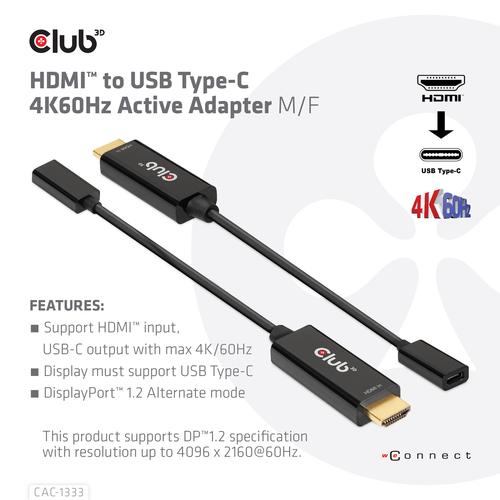 CLUB3D HDMI to USB Type-C 4K60Hz Active Adapter M/F - Image 3