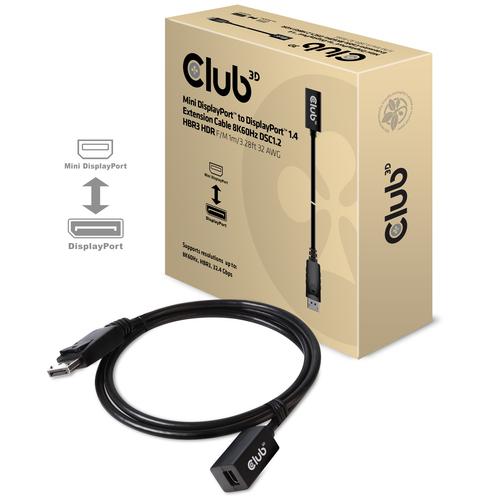 CLUB3D Mini DisplayPort 1.4 to DisplayPort Extension Cable 8K60Hz DSC 1.2 HBR3 HDR Bidirectional F/M 1m - Image 2