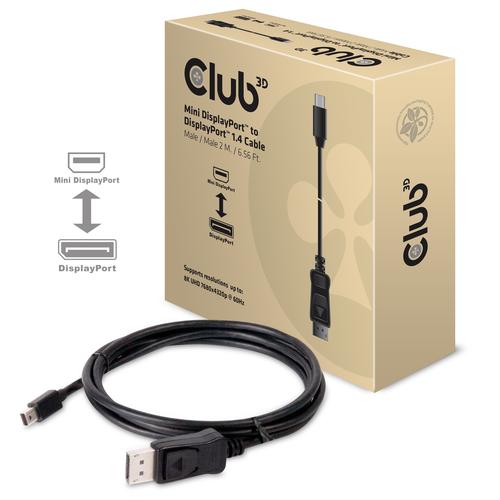 CLUB3D Mini DisplayPort naar DisplayPort 1.4 HBR3 8K60Hz Kabel, 2 Meter - Image 2