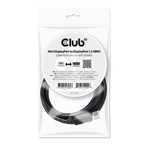 CLUB3D Mini DisplayPort to DisplayPort 1.2 M/M 2meter 4K60Hz - Image 2