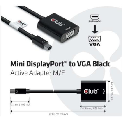 CLUB3D MiniDisplayPort™ to VGA Black Active Adapter M/F - Image 2