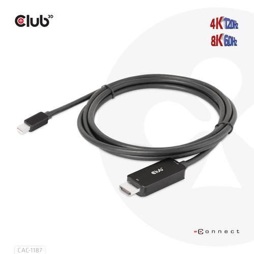 CLUB3D MiniDisplayPort kabel 1.4 naar HDMI met 4K120Hz/8K60Hz HDR10+ M/M 1.8m - Image 7