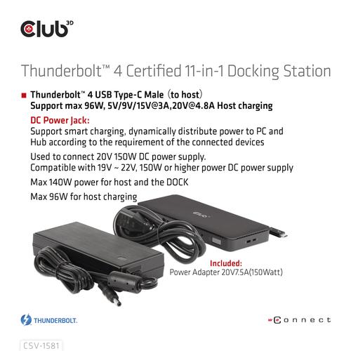 CLUB3D Thunderbolt 4 Certified 11-in-1 Docking Station - Image 5
