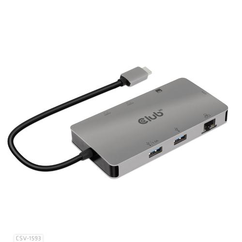 CLUB3D Type-C HUB 8-in-1 met 2x HDMI ( alt modus), 2x USB-A, RJ45, SD/Micro slot en USB Type-C oplaad mogelijkheid max. 100Watt( Ook geschikt voor Apple M1 en Thunderbolt 3) - Image 1