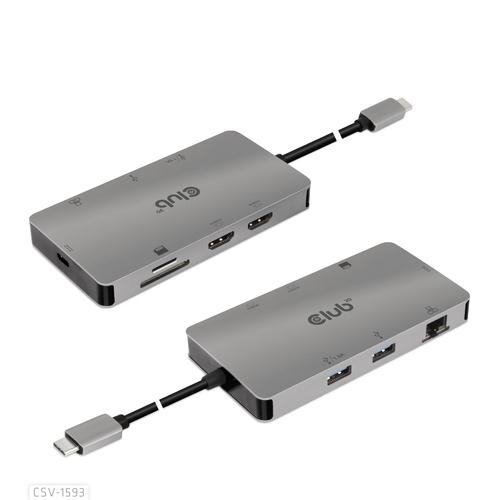 CLUB3D Type-C HUB 8-in-1 met 2x HDMI ( alt modus), 2x USB-A, RJ45, SD/Micro slot en USB Type-C oplaad mogelijkheid max. 100Watt( Ook geschikt voor Apple M1 en Thunderbolt 3) - Image 2