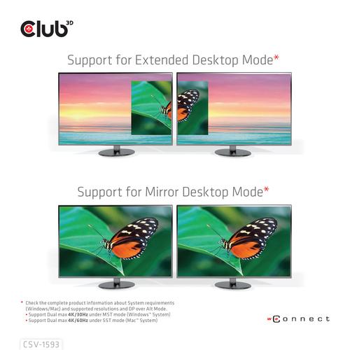 CLUB3D Type-C HUB 8-in-1 met 2x HDMI ( alt modus), 2x USB-A, RJ45, SD/Micro slot en USB Type-C oplaad mogelijkheid max. 100Watt( Ook geschikt voor Apple M1 en Thunderbolt 3) - Image 7