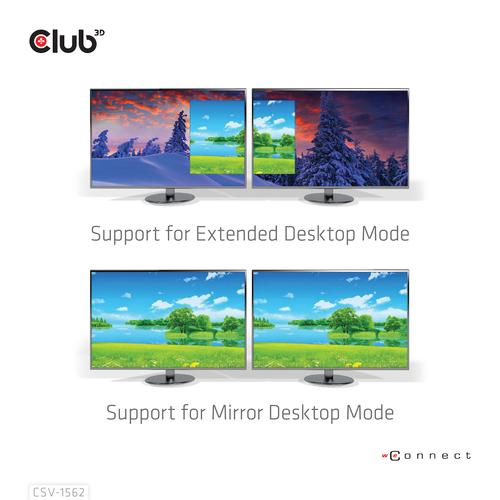 CLUB3D Type-C Universeel (2x 4K60Hz +1x 4K30Hz), oplaad Docking Station 60W DisplayLink® gecertificeerd en DP alt modus - kensington lock - Image 5