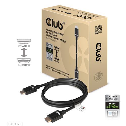 CLUB3D Ultra High Speed ​​HDMI™2.1 gecertificeerde kabel 4K120Hz, 144Hz 48Gbps M/V 1.5M - Image 1