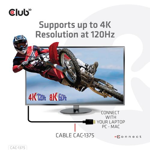 CLUB3D Ultra High Speed HDMI™2.1 gecertificeerde kabel 4K120Hz, 144Hz 48Gbps M/V 5 Meter - Image 3