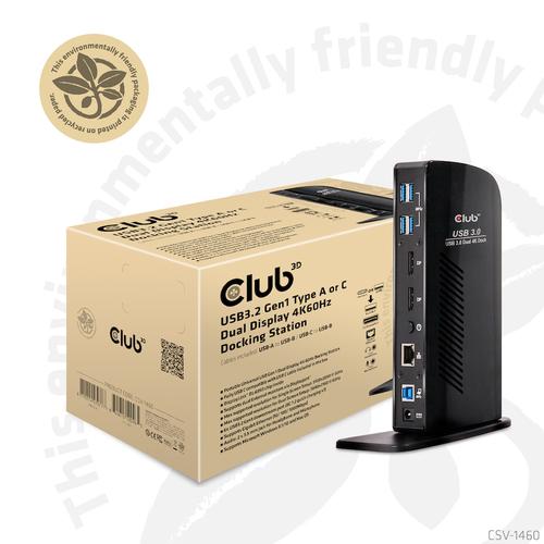 CLUB3D UNIVERSEEL Docking station USB3.2 Type A of C 2x Displayport 4K60Hz DisplayLink® gecertificeerd - Image 4