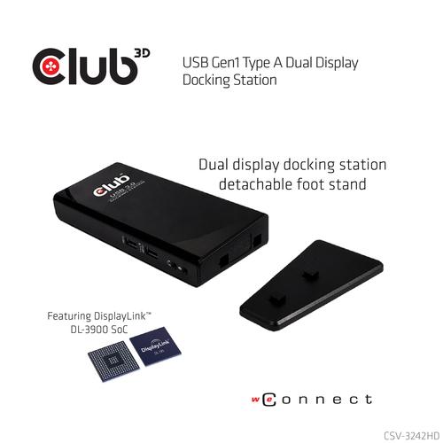 CLUB3D UNIVERSEEL USB 3.0 Type A 1x HDMI 1x DVI ,UTP aansluitingen DisplayLink™ gecertificeerd Docking Station - Image 6