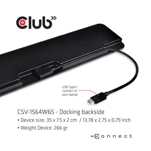 CLUB3D UNIVERSEEL USB Gen1 Type-C Triple Display Dockstation met 65 Watt voor het opladen van een lichte laptop * 1x VGA, 1x HDMI, 1x DP* ( DP ALT MODUS) - Image 6