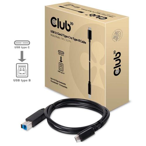 CLUB3D USB 3.1 Gen2 Type-C to Type-B Cable Male/Male, 1 meter - Image 2