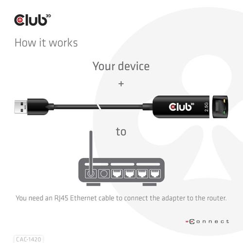 CLUB3D USB 3.2 Gen1 Type A to RJ45 2.5Gbps Adapter - Image 6