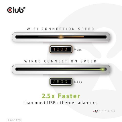 CLUB3D USB 3.2 Gen1 Type A to RJ45 2.5Gbps Adapter - Image 8