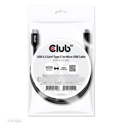 CLUB3D USB 3.2 Gen1 Type-C to Micro USB Cable M/M 1m /3.28ft - Image 6