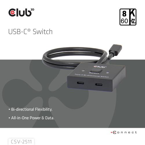 CLUB3D USB-C® Bi-Directional Video + Data + PD Switch - Image 7