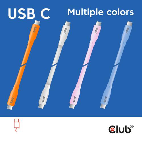 CLUB3D USB C oplaadkabel roze siliconen & tangle-free - Image 2