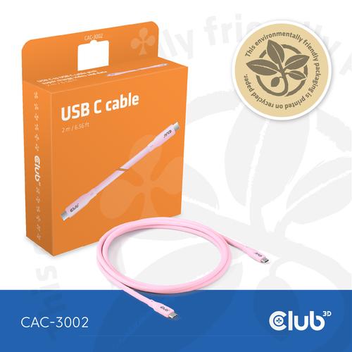 CLUB3D USB C oplaadkabel roze siliconen & tangle-free - Image 8