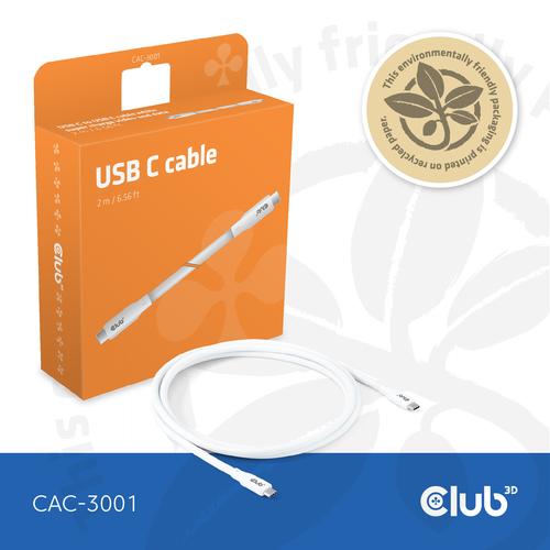 CLUB3D USB C oplaadkabel wit siliconen & tangle-free - Image 8