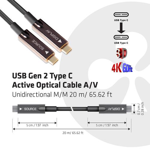 CLUB3D USB Gen 2 Type C actieve optische kabel 4K 60Hz Ultra HD unidirectioneel M/M 20 meter - Image 3