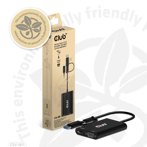 CLUB3D USB Gen1 Type-C/-A to Dual HDMI (4K/30Hz) / VGA (1080/60Hz) - Image 7
