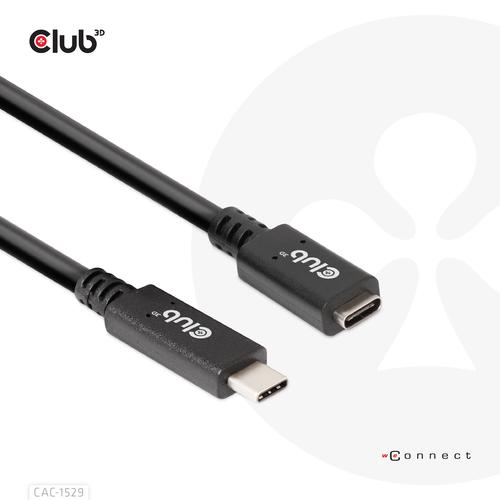 CLUB3D USB Gen1 Type-C Extensie kabel 5Gbps 60W(20V/3A) 4K60Hz M/F 1m/3.28ft - Image 1