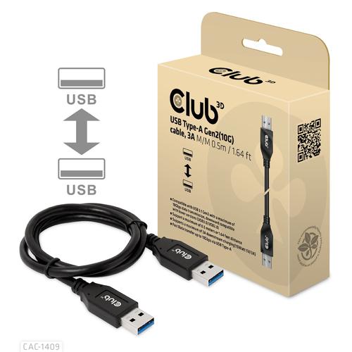 CLUB3D USB Type-A Gen2(10G) cable, 3A M/M 0.5m / 1.64 ft - Image 2