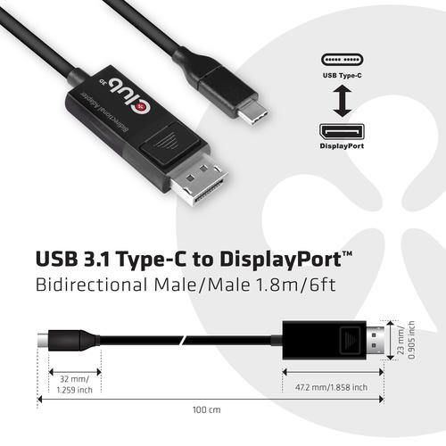 CLUB3D USB Type C Cable naar DP 1.4 8K60Hz M/M 1.8m - Image 4